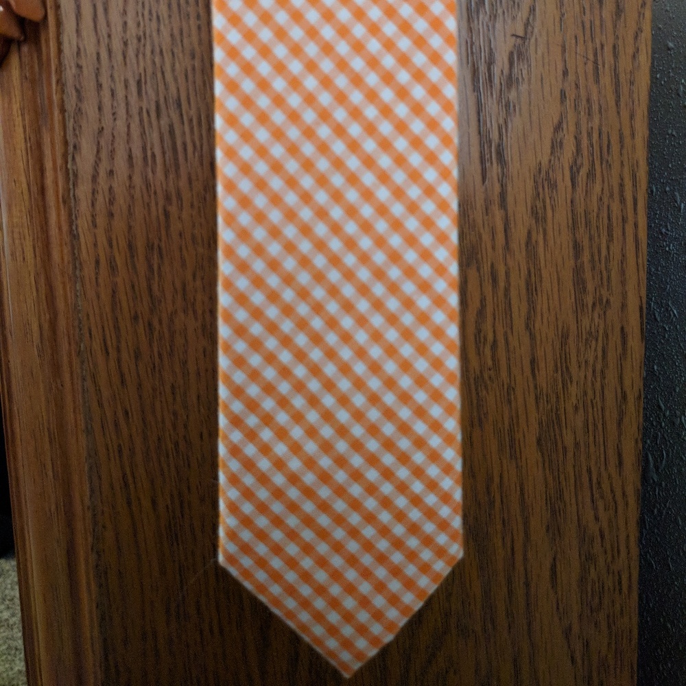 Orange Gingham Men's Necktie Tennessee Slim